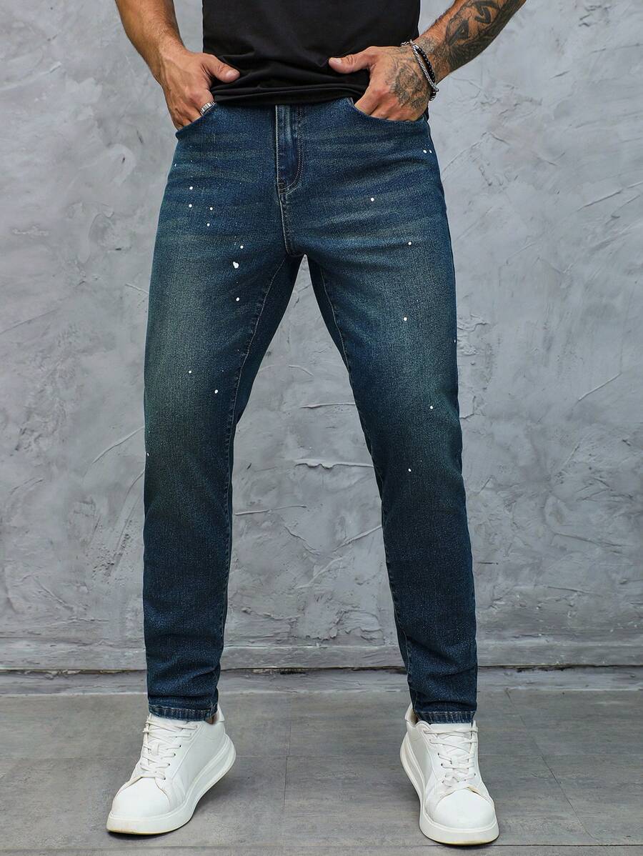 Manfinity Homme Jeans de mezclilla de corte slim fit con bolsillos para hombre