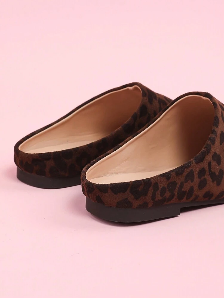 CUCCOO DOLLMOD Casual Leopard Print Women's Soft Toe Separating Shoes, Personalized Comfy Flat Mules Slip-On Loafers Valentine's Day