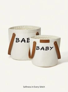 Cozy Pixies 1pc Đồ chơi tối giản nhiều kích cỡ, giỏ đựng đồ giặt và cất đồ, thích hợp cho trẻ em - Màu be - Xem 4