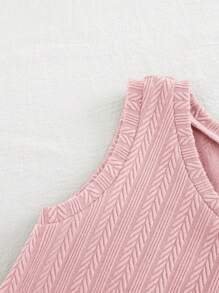 Cozy Pixies 2pcs Baby Girl Solid Color Collar Puff Sleeve Cardigan Top & V-Neck Sleeveless Dress Set - Multicolor - View 6