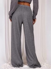 COSMINA 女士松紧腰口袋休闲裤，日常宽松款式 - 灰色 - 查看 2