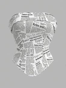 SHEIN ICON Women's Fitted Bustier Top With English Print - Multicolor - View 2