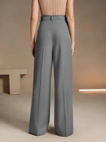 Anewsta Women Classic Straight Suit Pants, Elegant Commuter Chic Modest Style, Suitable For Spring/Summer Vacation & New Year Wide Leg Pants High Waisted Pants Women Pants Elegant Grey Pants Women S Pants