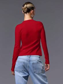 MUSERA Button Down Long Sleeve Sweater Spring Y2K 90's Casual Cute Airport Holiday Back To School Winter Everyday Work Office Chic Valentines Day Spring - Red - View 2