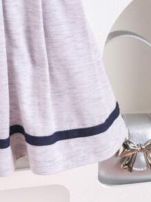 SHEIN Vestido casual plisado con cuello acanalado de moda para niñas, estilo escolar, para el verano