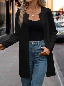 SHEIN Clasi 休闲简约女士钻石装饰蝴蝶结设计常规夹克，适合夏季