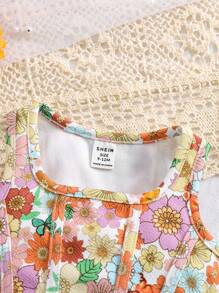 SHEIN Parte superior de punto con estampado floral lindo de verano para bebé niña - Multicolor - Ver 6