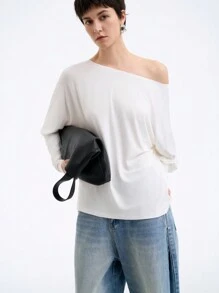 Aalyst 女式 2024 年新款性感不对称领口休闲 T 恤