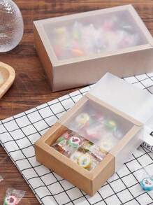 12 套牛皮纸礼品盒，带 PVC 套，矩形礼品包装收纳盒，BurlyWood，展开：9.41x9.33x0.02 英寸，盒子：3.27x3.27x1.26 英寸，内部尺寸：2.65x2.65x1.18 英寸学校用品食品袋食品盒适用于糖果巧克力饼干等，秋季装饰