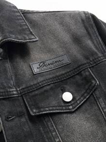 Manfinity Hypemode Men's Casual Denim Single-Breasted Jacket, Autumn - Black - View 6