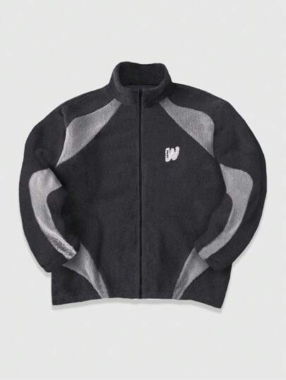 Prep Men's Letter Pattern Contrast Color Zipper Closure Casual Jacket For Autumn/Winter