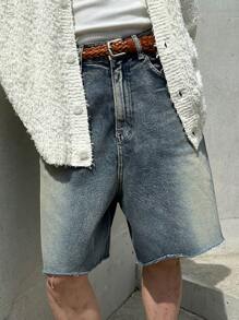 DAZY Men's Summer Solid Blue Denim Shorts - Blue - View 7