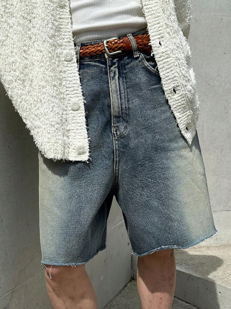 Men's Summer Solid Blue Denim Shorts
