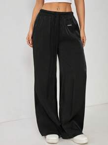 SHEIN PETITE Women's Reversible Belt Casual Pants
