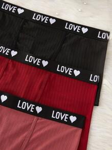 3pcs/Set Women's Underwear Set With Letter Embroidered Elastic Band For Everyday Wear Casual Without Padding