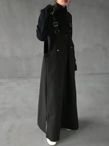 FRIFUL 女士黑色吊带长裙，工装风格，春季