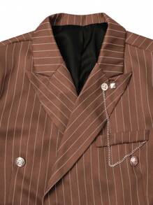 Manfinity Mode 男士休闲简约时尚西装（上衣和裤子） - 咖啡棕 - 查看 5