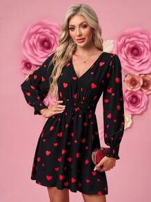 SHEIN Clasi Rochie scurtă ocazională cu cravată în talie de Ziua Îndrăgostiților