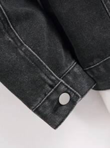 Manfinity Hypemode Men's Casual Denim Single-Breasted Jacket, Autumn - Black - View 7