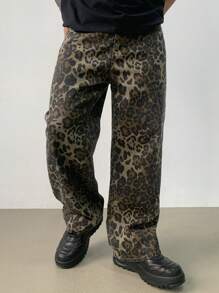 DAZY Men's Leopard Pattern Straight Leg Casual Pants, Autumn, Fall - Multicolor - View 6