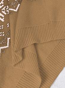 Chiquease Christmas Reindeer Graphic Drop Shoulder Knit Sweater