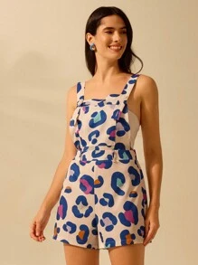 CAJUNI 女式波西米亚风印花连体裤，带大口袋，休闲度假装，夏季沙滩连体裤 - 彩色 - 查看 6