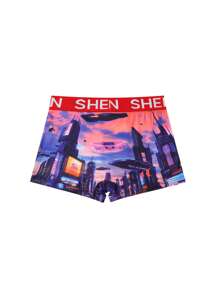 SHEIN 5 stuks verpakking minimalistische boxershorts voor tienerjongens met stadsheldenprint