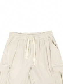 Claim Dot Manfinity Hypemode 男士直筒休闲裤，带大口袋，灯芯绒，街头风格，灯芯绒工装裤，白色男士裤子 - 米色 - 查看 7