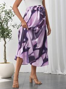 SHEIN 孕妇休闲前系腰花卉印花 A 字裙，日常穿着 - 彩色 - 查看 5