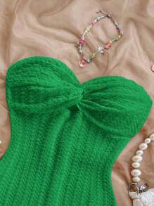 Soleia Women's Solid Color Twist Front Jumpsuit, Casual Daily Wear