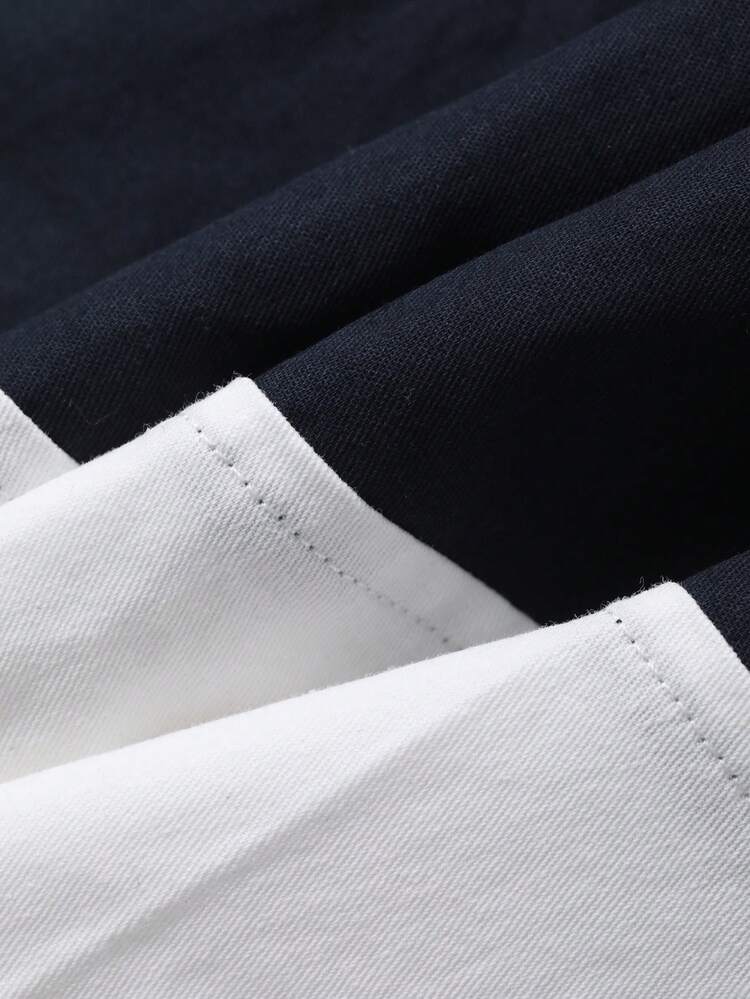 Women's Contrast Color Elastic Waist Pocket Patchwork A-Line Skirt Summer