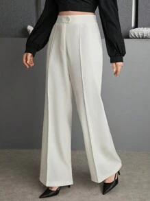 EURMUSE Plus Size Women's Pocket Pants, Business Suit Pants - White - View 4