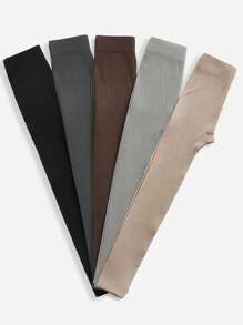 Easithlete 5条装简约纯色高腰无缝紧身裤女士瑜伽裤 - 彩色 - 查看 8