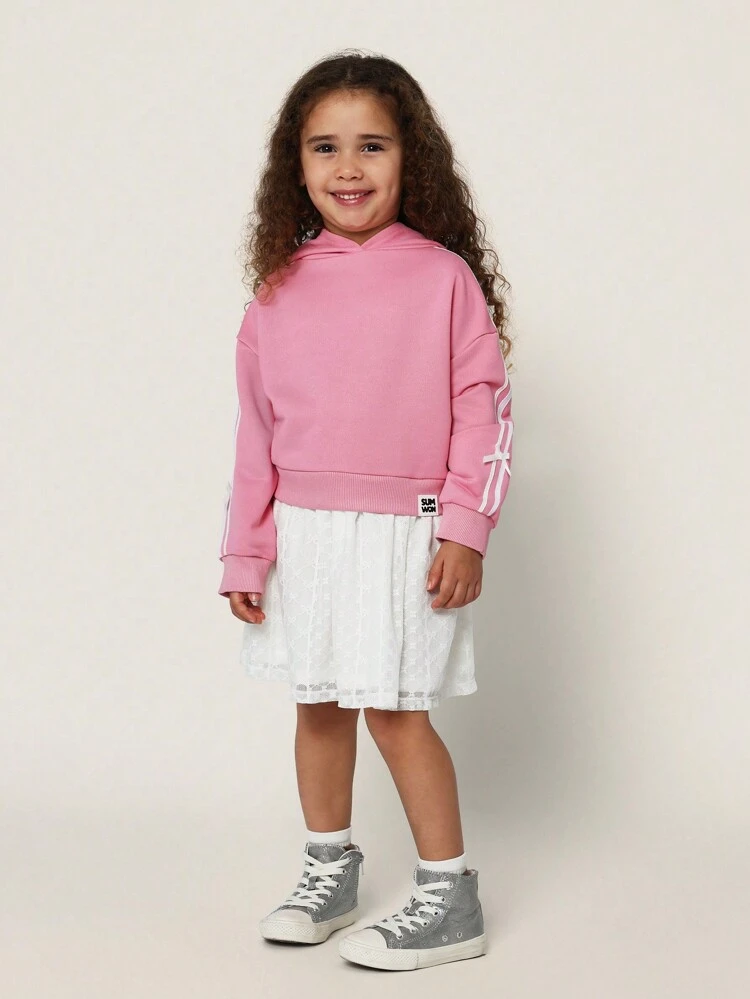 Sweatshirt-Hoodie-Kleid mit Schleifenakzent und Tüllrock