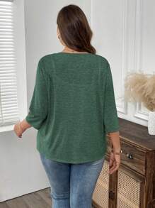 EMERY ROSE Plus Size Vacation Outfits Woman Women Cardigans Solid Color Asymmetric Hem Casual Resort CostumeJacket Winter Fall Autumn - Dark Green - View 3