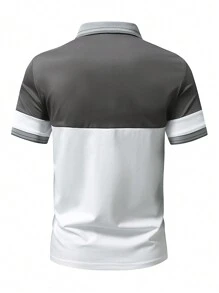 Manfinity Homme Men's Knight Pattern Striped Short Sleeve Casual Commuter Polo Shirt - Multicolor - View 2