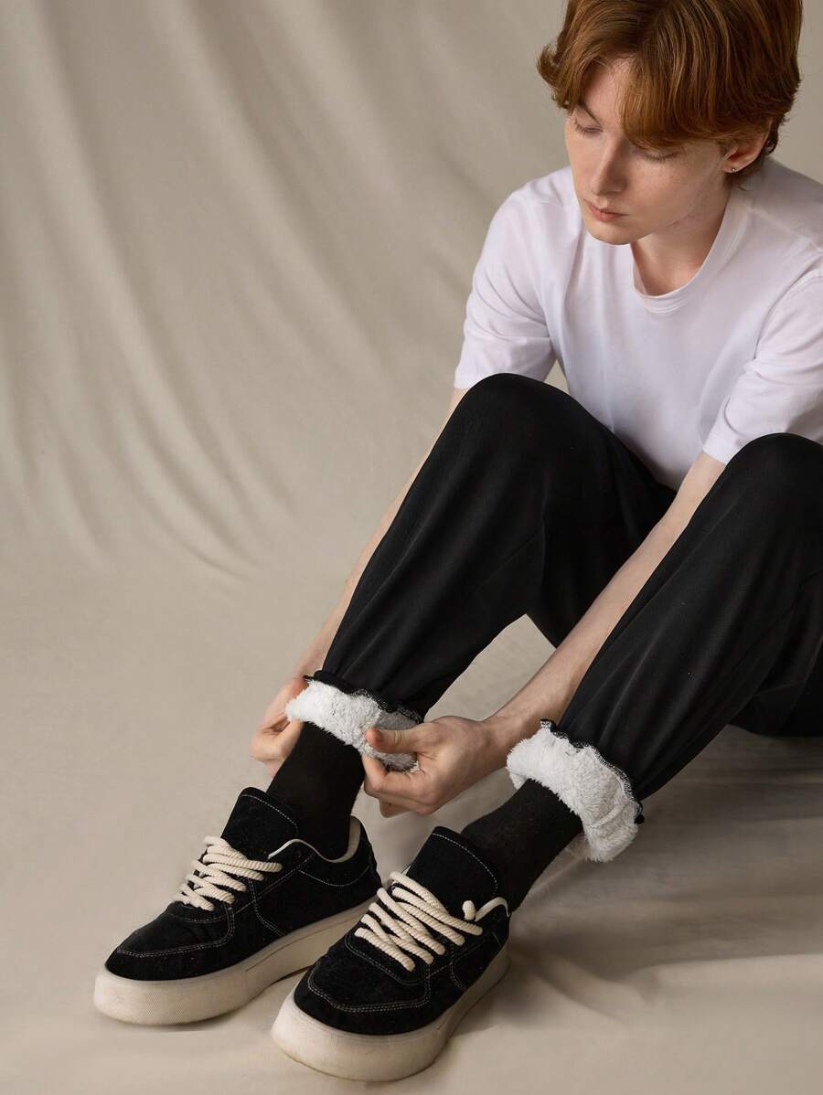 Manfinity VCAY 男士休闲针织松紧腰下摆抽绳宽松长裤,年轻舒适,适合日常穿着 - 灰色 - 查看 1