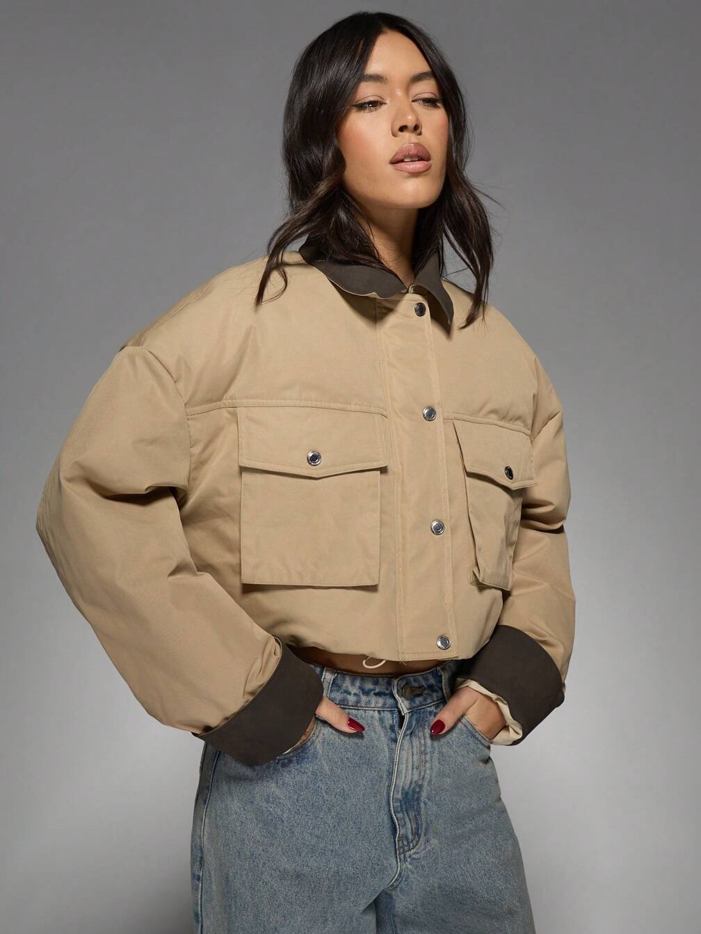 MISSGUIDED Premium Utility Cropped Winter Jacket｜MISSGUIDED