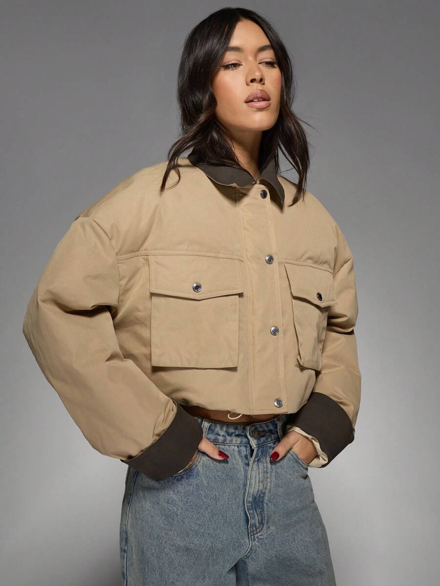 MISSGUIDED Premium Utility Cropped Winter Jacket｜MISSGUIDED
