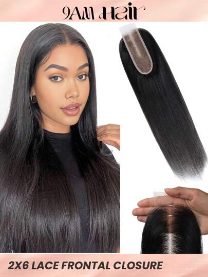 2x6 Real Transparent Lace Closure Deep Parting Straight Human Hair Ultra-Thin Lace Closure Tiny Knots Brazilian Virgin Human Hair Closure Pre Plucked With Natural Hairline