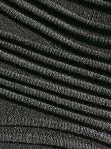 SHEIN Swim 2pcs Vintage Bikini Set, Black Textured Fabric With Shell Tape Decor Steel Rings Side Tie Tankini For Summer Beach Vacation - Black - View 4