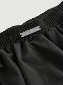 SHEIN MOD 黑色蝴蝶结饰边花朵泡泡裙，带衬里长裤，低腰，女士约会之夜装扮，外出装扮，泡泡裙，性感女士装扮，Y2K风格裙子 - 黑色 - 查看 3