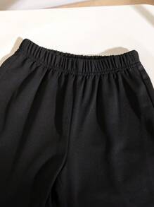 2pcs/Set Young Boy Baseball N Letter Print Baseball Jacket And Sweatpants Sports Outfit - Black - View 4