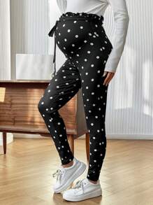 SHEIN Maternity Casual Basic Leggings, Versatile For Everyday Wear - Black - View 5