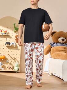 Happy Jammies بنطلون رياضي مرن على الخصر للرجال بطبعات ديكور كاملة