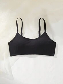 1 件青少年女孩纯色简约休闲细肩带吊带背心