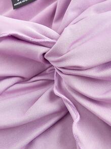 SHEIN MOD 女士扭纹前交叉无袖上衣，可爱上衣，淡紫色吊带背心