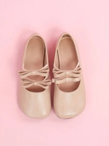 CUCCOO DOLLMOD Women's Round Toe Cute Double Strap Bowknot Mary Jane Flats, School Style Valentines Valentine's Day - Apricot - View 4