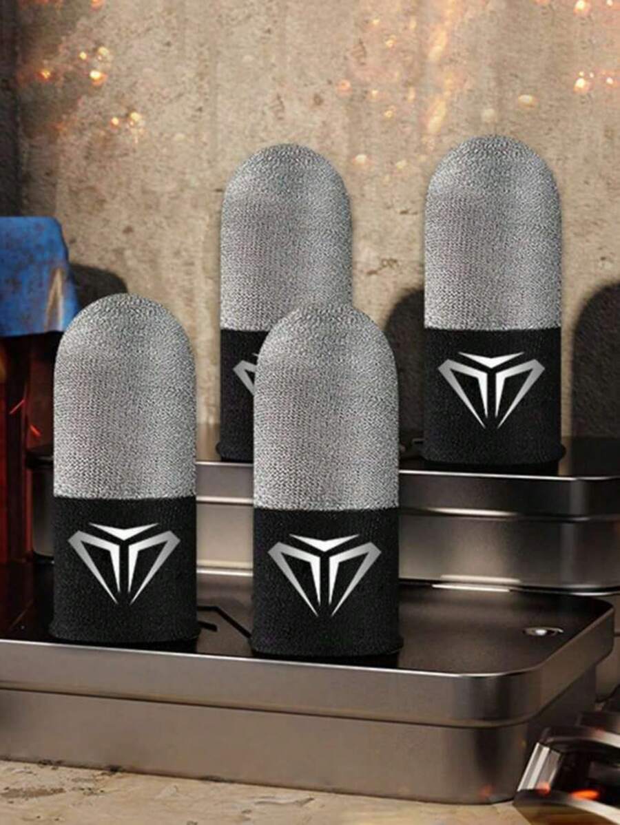 1/2 pares de dediles anti-sudor y anti-deslizamiento para teléfonos móviles y tabletas (con caja) - Plateado - Ver 1