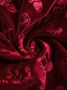 SHEIN Unity Women Sexy Floral Furry Patchwork Strapless Party Mini Dress - Burgundy - View 3